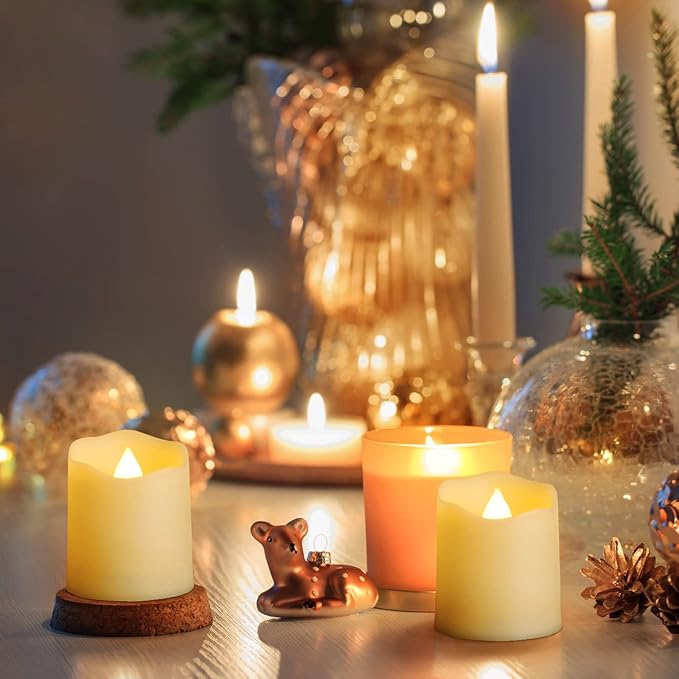 USB Rechargeable Flameless LED Tea Lights Warm White Votive Candles with Remote Battery Flickering Tealights Candle for Halloween Christmas Romantic Home Decoration (12 Packs,Warm White)