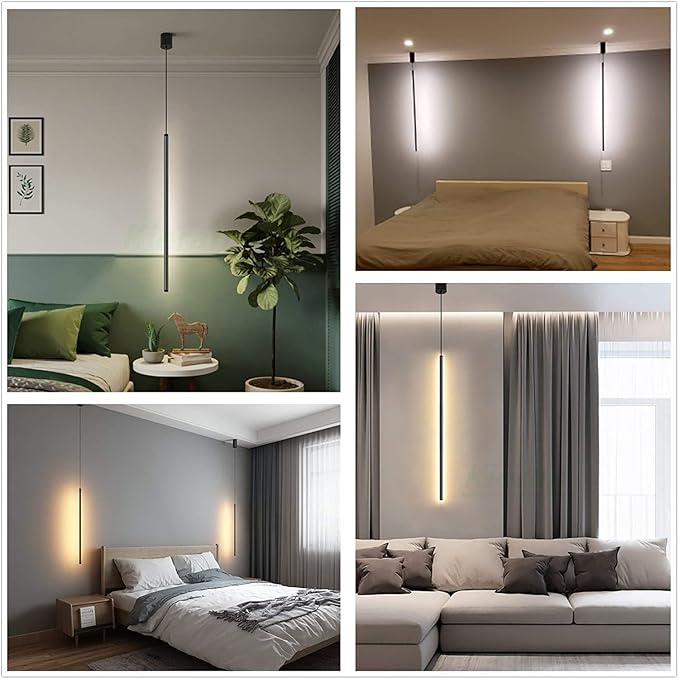 Modern Chandelier Geometry Line Strip Hanging Light, Led Chandelier, Living Room TV Wall Decor LED Pendant Lamps, Ceiling Lights Fixtures for Kitchen, Bedroom, Study Room(Warm Whit