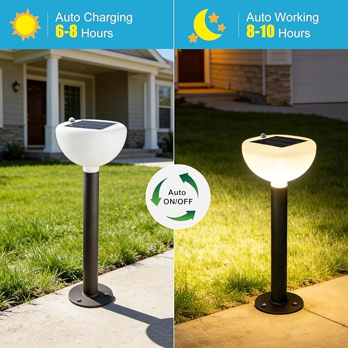 Lightdot Solar Powered Garden Lights Dusk to Dawn Solar Pathway Lights Outdoor, Auto On/Off, IP65 Waterproof Decor Landscape Lighting for Yard/Lawn/Walkway/Driveway