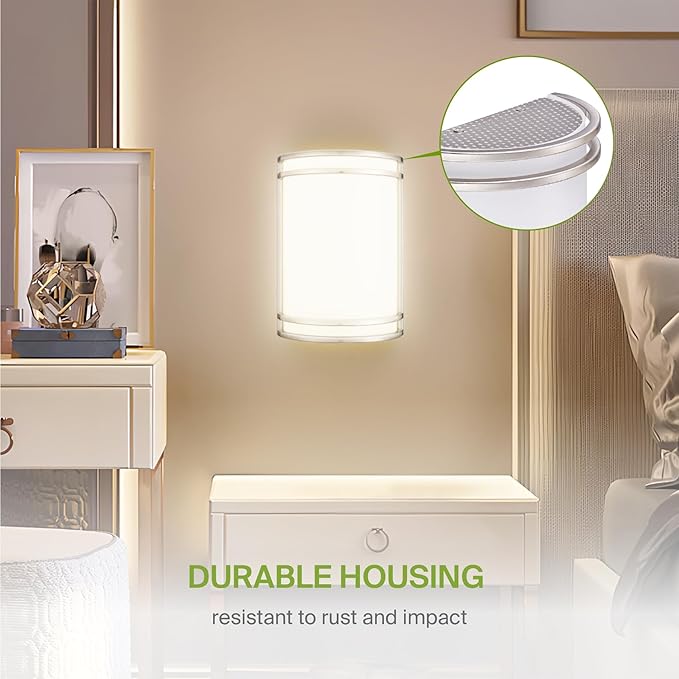 ASD LED Indoor Wall Mount Light Fixture - 10 Inch 15W Modern Interior Brushed Nickel Dimmable Wall Sconce Light - ETL 3000K 4000K 5000K Adjustable - Hallway, Bedroom LED Wall Lights, 4 Pack