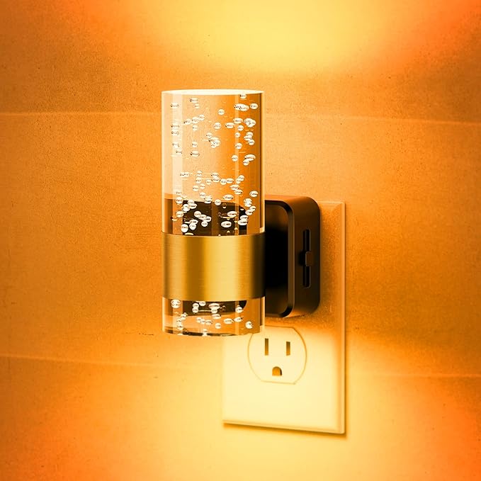 JandCase Night Light, Automatic Night Lights Plug into Wall, Dimmable LED Night Light with Adjustable Brightness, Night Lights Plug in with Auto Light Sensor, Amber for Bathroom Hallway Decor-1 Pack