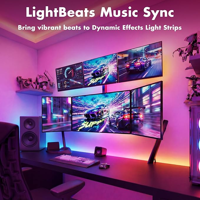 IC Smart RGB LED Strip Lights, 32.8FT LED Lights for Bedroom, App Control/Remote Control, Music Sync, DIY Design, Rainbow Chasing Effects, Strip Lights for Home, Party Decor