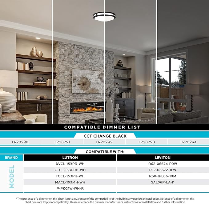 LUXRITE 16 Inch LED Flush Mount Ceiling Light, 5 Color Selectable 2700K | 3000K | 3500K | 4000K | 5000K, Dimmable, Modern Ceiling Light Fixture, 24W, 1920 Lumens, Energy Star, ETL Listed, Matte Black