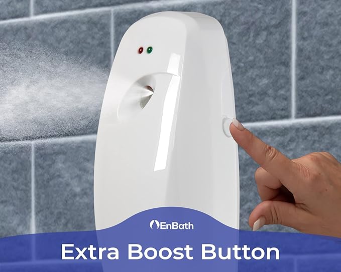 Automatic Air Freshener Spray Dispenser (2-Pack) Wall Mounted or Free Standing, Commercial and Home Use, Multiple Time Scent/Mist Release Settings for Room/Restroom Sprayer (White)