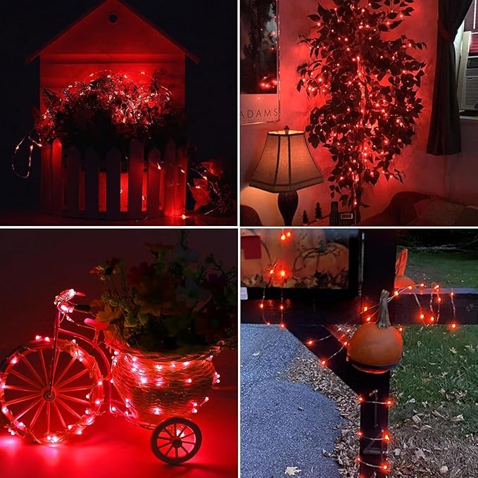 Joomer Fairy String Lights 33FT 100 LEDs Plug in Fairy Lights Indoor Copper Wire String Light DIY for Bedroom, Parties, Wedding, Christmas, Outdoor, Indoor Decoration (Red, Non-Connectable)