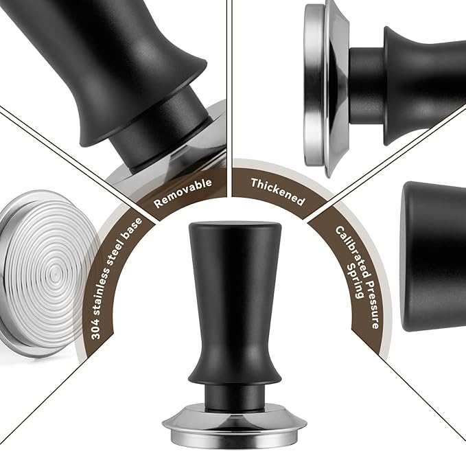 24pcs Espresso Tamper Set, Barista Tools Kit for Coffee Machine, Spring-Loaded 304 Stainless Steel Base 30lbs Coffee Calibrated Tamper Tools for Enjoying cafes Home Office hotels(53mm)