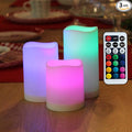 WRalwaysLX Flameless Candles with Timer, Color Changing LED Candles with Remote Control,Battery Candles Outdoor and Indoor Home Decor, Set of 3, 2.5" D X H3/4"/5" by 3AAA Batteries(not Included)