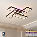 Modern Minimalist LED Flush Mount Ceiling Light Fixture - 50W Dimmable 3000-6000K Black with Remote & APP Control for Bedroom, Living Room, Kitchen, Balcony