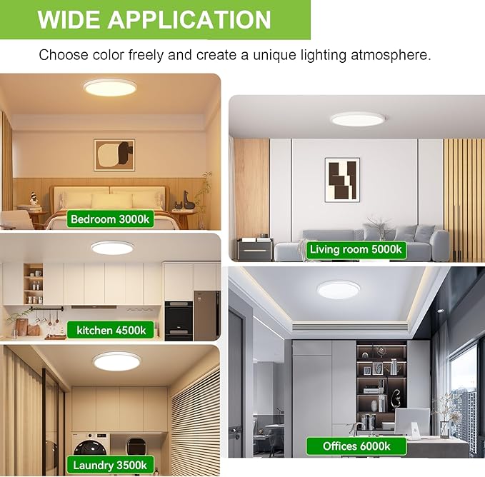 hunhun 12 Pack 3200lm LED Flush Mount Ceiling Light 28W 12 Inch 5CCT Adjustable Super Slim 0.87 inch led Ceiling Light Fixture Round Ceiling Lamp for Bedroom Living Room Kitchen Laundry White