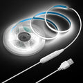 5V USB COB LED Light Strip Dimmable High Density White Light for TV 16.4FT 6000K 320LEDs/M Flexible LED Strip Lights USB Powered with Self -Adhesive for Bedroom Mirror TV Backlight Decor 5M