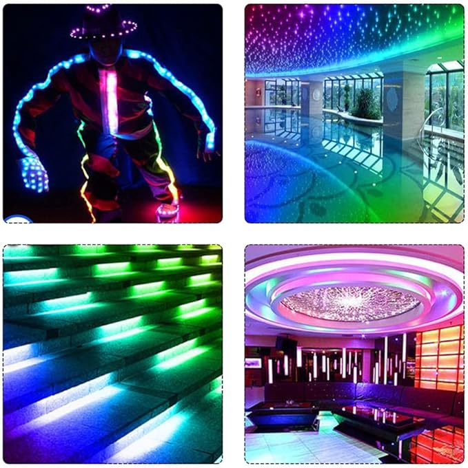 WS2812b 150Pixels 5M Individually Addressable LED Pixel Strip Programmable Full Color SMD 5050 RGB Strip Rope Light DC 5V Waterproof (Black PCB 16.4FT 30Pixels/m IP65)