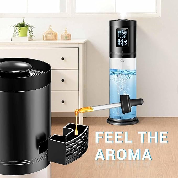 8L/2.1 Gal Humidifiers for Bedroom Large Room, 4 Levels Cool Mist Humidifier with Clear Tank, 7 Color Lights Essential Oil Diffuser with 16H Timer, Top Fill Air Humidifier for Home Plants