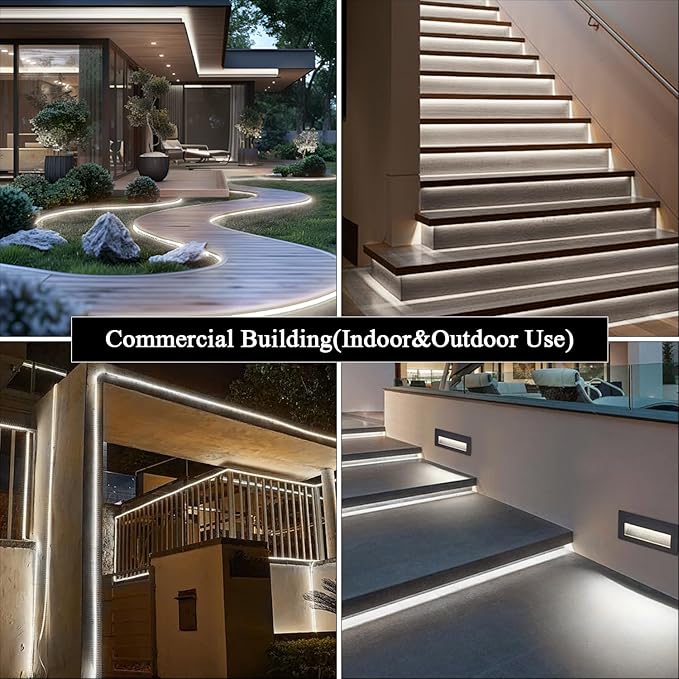 LAMPHOME 6000K 120V LED Strip Light, 150FT 9000LED Waterproof for Outdoor Indoor, Every 1.5ft Cuttable Lighting Rope Light, 17.5x7.8mm ETL Listed,White