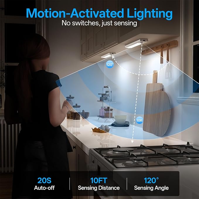 Under Cabinet Lighting with Charging Station,Motion Sensor Light Indoor with Remote,3Colors Temps Dimmable Rechargeable Wireless LED Lights for Bedroom Kitchen 3Pack