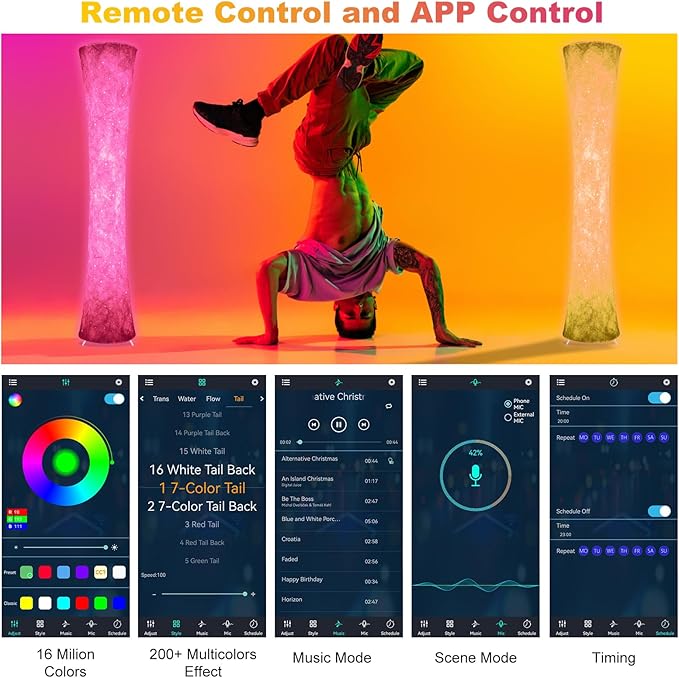 Smart LED Floor Lamp,RGB Color Changing 63" Standing Lamp with Music Sync, Ambient Lighting,APP & Remote & Voice Control, Modern Corner Light for Living Room, Bedroom,Game Room