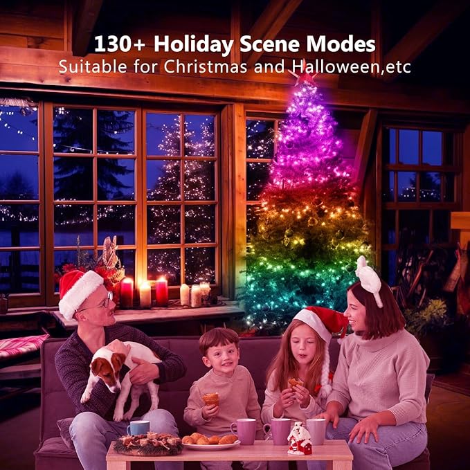dalattin Led Christmas Lights 65.6ft, Smart IIC RGB Fairy Lights 200 LEDs, IP65 Waterproof, APP Supports Music Sync, Christmas Decorations, Indoor and Outdoor Fairy Lights with App and Remote Control