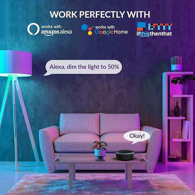 Himalayan Glow LED Light Bulb, RGB Color Changing & Dimmable, 9.5 Watts WiFi Control Multicolor Bulb, Compatible with Alexa, Google Home & Mobile App, Best for Home Décor - 2 Counts