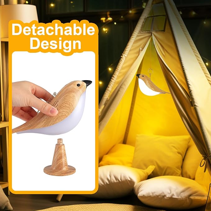 Cute Bird Table Lamp with Timer, Touch Bedside Lamp, Brid Night Light, Cordless Small Desk Lamps Battery Operated Nightstand Lamps, 3-Way Dimmable Light, Rechargeable Decorative Desk Lamp