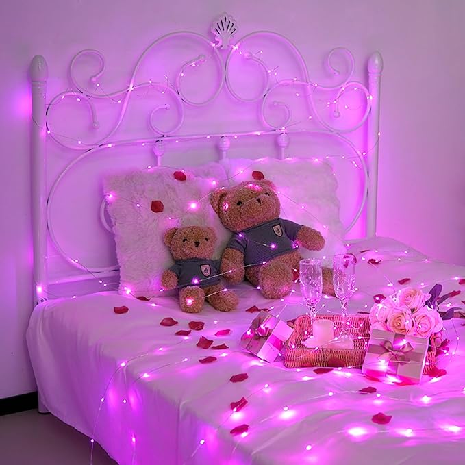 JMEXSUSS 200 LED Fairy Room Lights, 66 ft Pink Lights Outdoor Waterproof 8 Modes Pink String Lights Indoor with Wheel, Remote Control Twinkle Lights Plug in for Christmas Decor