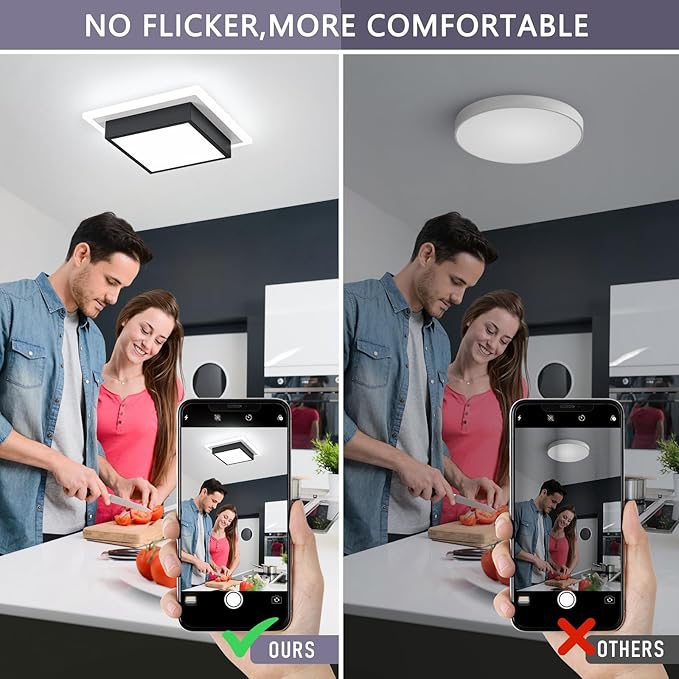 Modern LED Ceiling Light, Kitchen Ceiling Light, 6000K Cold White Flush Mount Ceiling Lamp, Square Hallway Lighting Fixtures for Living Room Bedroom Bathroom Kitchen