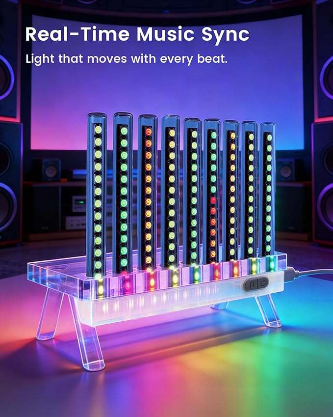 Sound Reactive Ambient Light, Smart App-Controlled Music Rhythm Lamp with Custom Modes, Designed for Portable Speaker Setup for Bedroom, Dorm, Living Room (Orange)