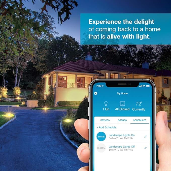 Lutron Caseta Outdoor Smart Plug Weatherproof+ and Pico Smart Remote, for Landscape and String Lighting, P-PKG1OUT-BL, Black
