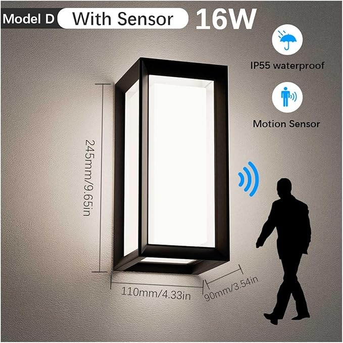 LED Wall Light, LED Wall Lamp Motion Sensor Waterproof Led Lights Wall Light Indoor Outdoor Wall Panels for Home Corridor Lighting,Modern Wall Lamp(Warm White,C with Sensor)