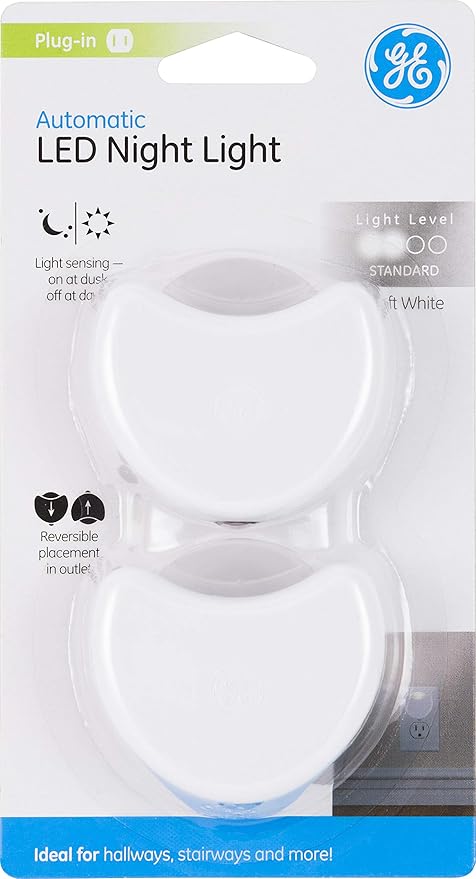GE 10202 Half Moon Automatic Led Night Light (2 Pk.), White