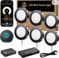 VST Smart Under Cabinet Lighting with Handwave and Alexa Google Assistant App Remote Control, Recessed or Surface Mount 12V 2W/pc Puck Light for Kitchen Display, 6 Pcs 3000K~6500K Black