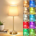 Cordless Table Lamp Rechargeable,5000mAh Battery Operated Desk Lamp,3 Colors & 7 RGB Stepless Dimmable,Touch Control Ambient Light for Bedside,Bedroom,Dining Room,Living Room,Gold,WhiteShade