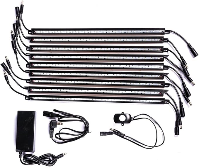 RHINO SAFE CO. Ultra Bright LED Light Kit, 9-15" Self-Adhesive Wands with 18 LED Lights Each, Motion Sensor Activated, Fits Ironworks, Rhino, Kodiak and Bighorn Safes
