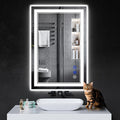 36"x24" LED Bathroom Mirror with Anti-Fog, Stepless Dimmable Lights, 3 Color Modes, Shatter-Proof Tempered Glass,Waterproof Design