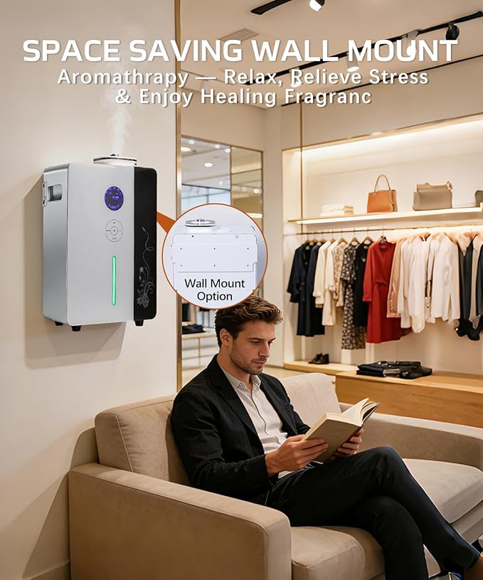 Waterless Diffuser HVAC Scent Diffuser - WiFi & APP & Touch Screen Control 4000 Sq.Ft Coverage - 800ML Essential Oil Diffusers Long Lasting Aroma for Whole House,Office,Hotel,Spa
