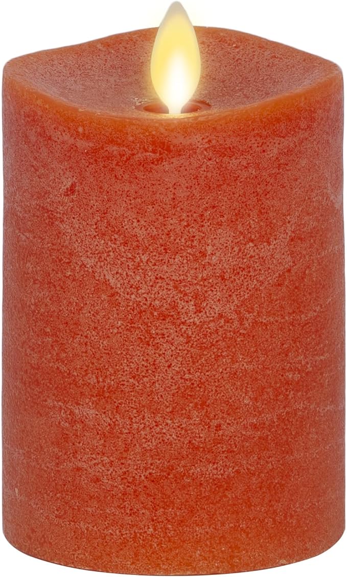 Luminara - Flameless LED Battery Operated Flickering Pillar Candles - Burnt Orange - Pack of 1-3x4.5 - Realistic Moving Flame Real Wax Indoor/Outdoor Decor