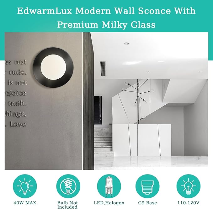 1 Light Wall Sconce, Mid Century Modern Globe Wall Sconce, Ceiling Light Fixture, Vanity Light Fixture, Indoor Wall Light for Living Room Bedroom Hallway Bathroom Entry (Matt Black)