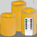 flameless Pillar Candles with Remote,Candles Battery Operated, Led Candles Flickering Real Wax Pack of 3, Christmas Home Wedding Birthday Decor(Classic Ivory)