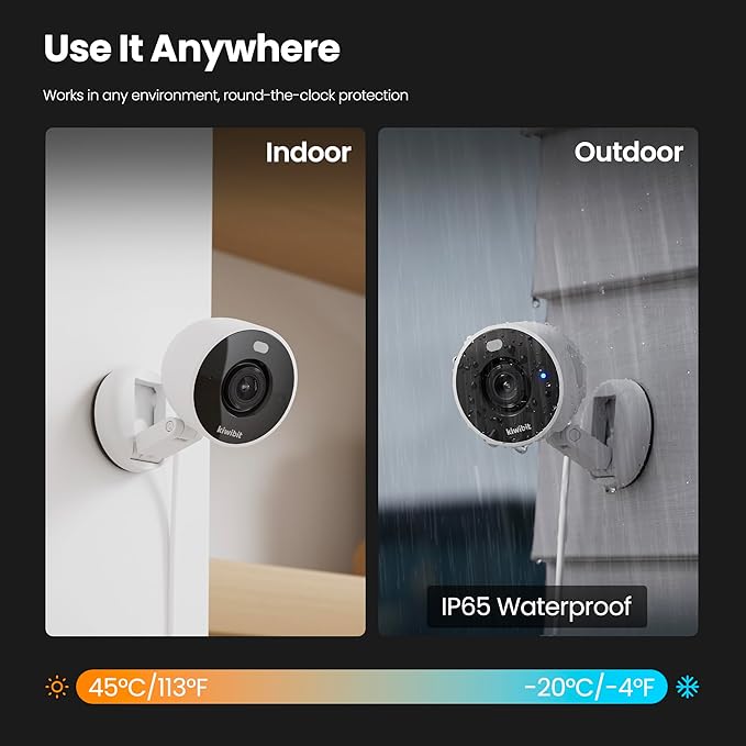 2K Security Camera Indoor/Outdoor, Magnetic Wired Cameras for Home Security, Pet Camera, Baby Monitor, AI Detection, Color Night Vision, 2.4GHz WiFi, SD & Cloud Storage, Works with Alexa