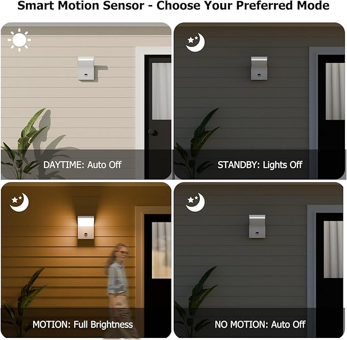 Motion Sensor Porch Light Outdoor Wall Mount Light Fixture White LED Wall Sconce IP54 Waterproof for Garage Front Door Patio House,3000K 18W 1800lm