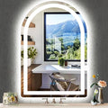 38 x 26 Inch Bathroom Arch Vanity Mirror with Light Arch LED Mirror for Bathroom Wall Table Arched Lighted Mirror Anti Fog Dimmable 3 Color 38" Half Round Arched Smart LED Light up Mirror