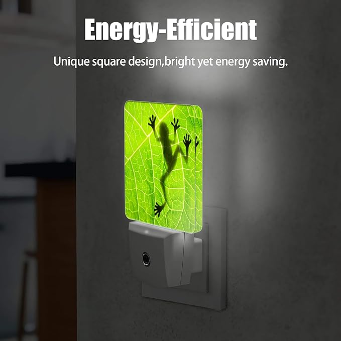 Frog Night Light，Green Leaf Night Lights Plug into Wall Decor for Bedroom,Bathroom, Hallway,Kitchen, Dusk to Dawn Sensor Nightlights for Boys Girls Women Men Room Gifts