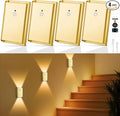 4 Pack Battery Operated Wall Lights - 5000mAh Rechargeable Motion Sensor Wall Sconce with Remote, 3 Colors Wireless Wall Lamp Magnetic Motion Sensor Night Light Indoor for Hallway Stairway, Gold