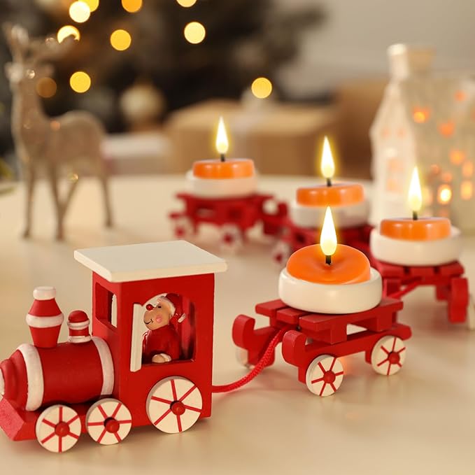 Eywamage Orange Flameless Tealights with Remote Batteries, LED Tea Votive Candles Real Wax Flickering Set of 10