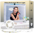 13ft/4M Voice-Activated Led Vanity Mirror Lights Kit Bendable NO Need to Cut Vanity Make-up Mirror Cloakroom Adjustable Flexible Strip Light Table Set with Dimmer Power