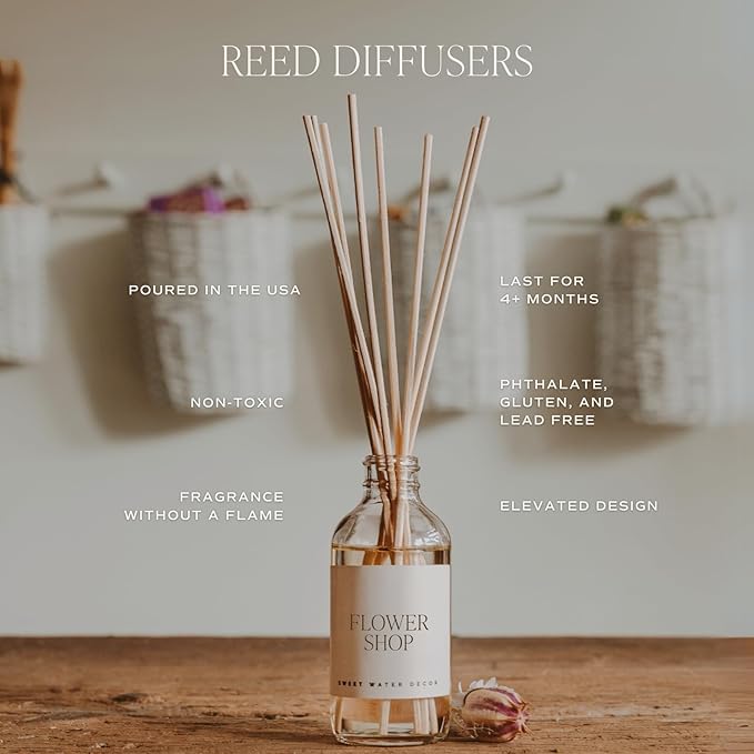 Sweet Water Decor Stress Relief Reed Diffuser Set - Eucalyptus, Spearmint, Citrus, Sage Scented Diffusers - Scent Diffusers for Home, Long Lasting Fragrance, Made in the USA