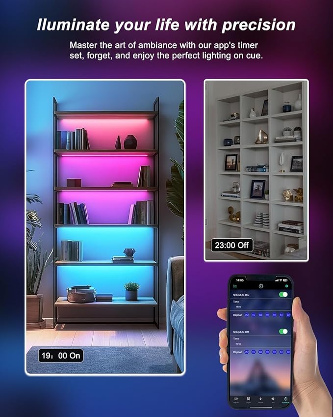 Cefrank Color Cabinet Lighting, 4pcs 12" Linkable RGB LED Light Bar Kit for Display Cabinet, Smart App & Remote Control, Music Sync, Scene Modes, Multi-Colors