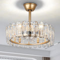 Finktonglan 20 Inch Gold Caged Ceiling Fan with Light, Crystal Chandelier Ceiling Fan with Lights Remote Control, Modern Crystal Fandelier 6 Speeds for Dining Room, Living Room