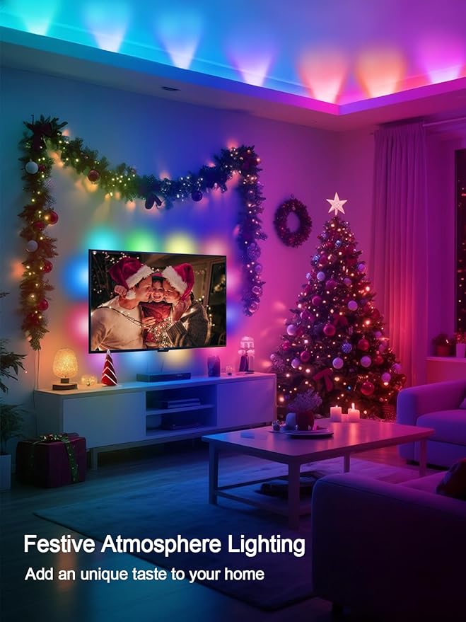 TV LED Lights, 9.8ft LED Strip Lights for 35-55 Inch TV Behind Lighting, RGB Color Changing TV Backlight with APP & Remote Control, Music Sync USB LED Light for Bedroom Gaming Room Decor