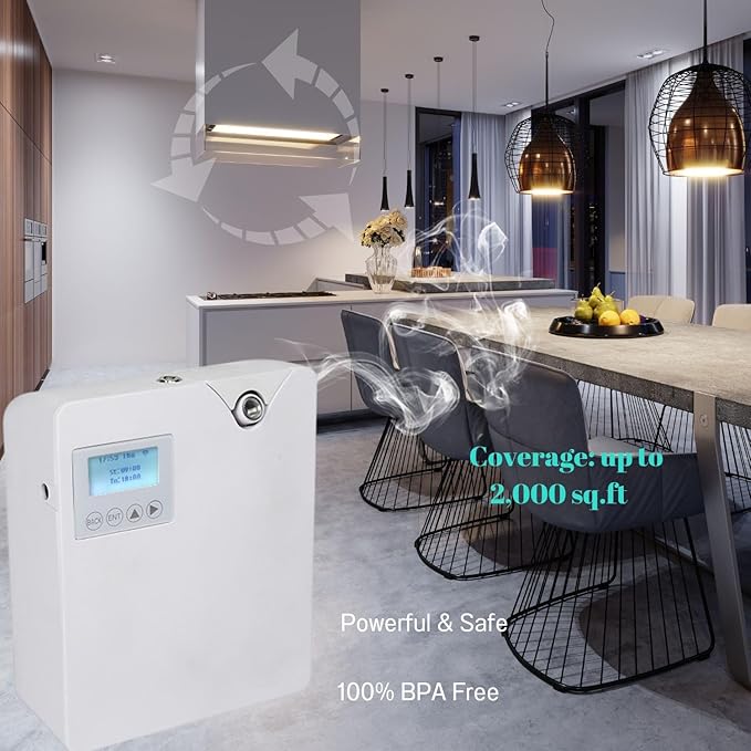 Smart Scent Air Machine for Home - Waterless Essential Oil Diffuser with Cold Air Diffusion Technology, HVAC Scent Diffuser 300ml for Large Room, Professional Atomizing Cover Up to 2,000 SF.