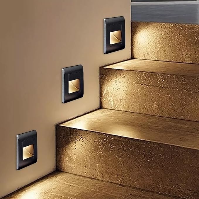 Hilitand 3Pcs Step Light 1.5W 3000K Warm White Soft Lighting Embedded Stair Wall Lamp for Bedside Corridor Staircase