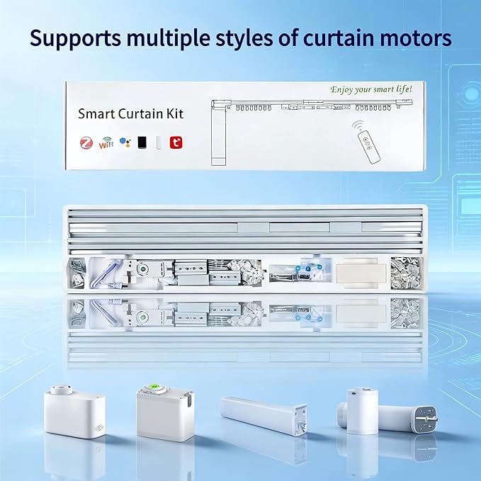 Smart Curtains, Universal Electric Curtain Accessories Installation Kit, Aluminum Alloy Thickened Silent Track 244.1''(6.2m), Including a Complete Set of Accessories, Excluding Curtain Motor